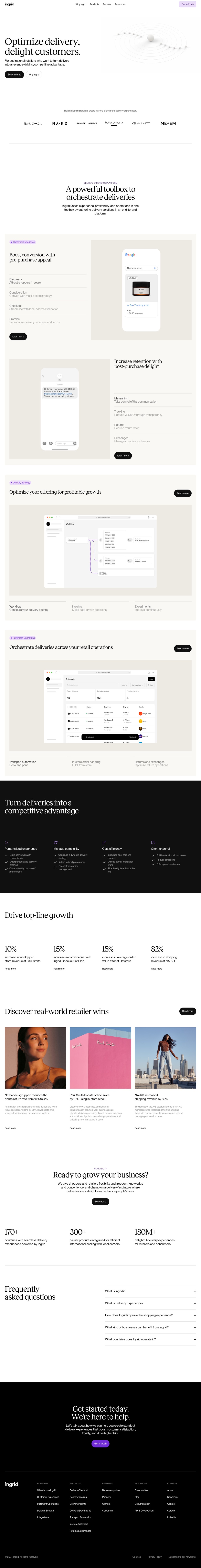 Ingrid desktop landing page
