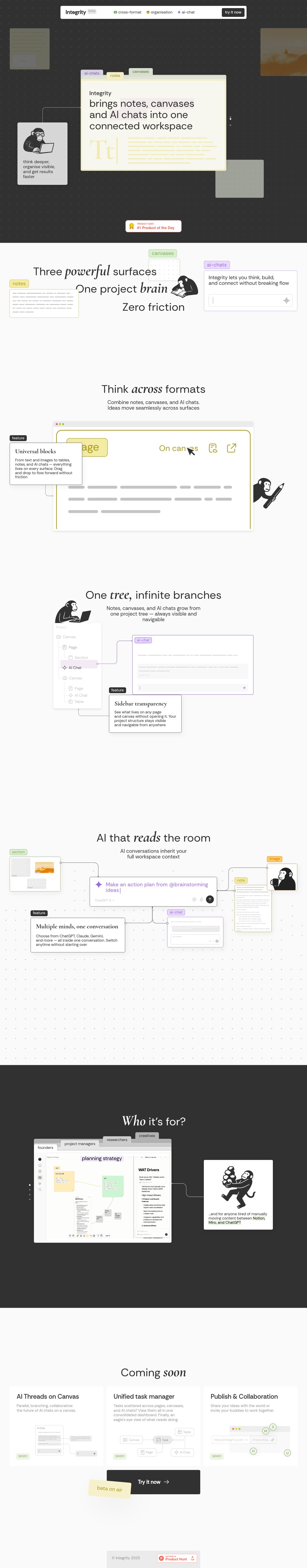 Integrity desktop landing page