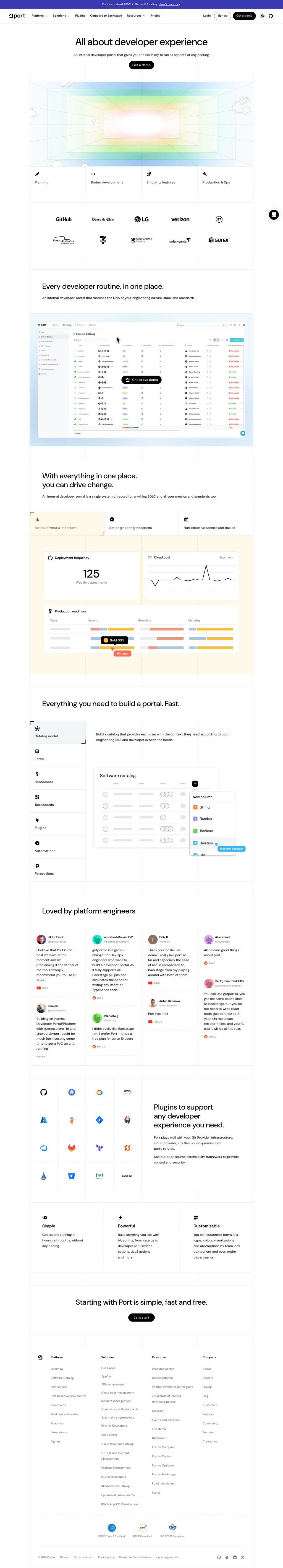 Internal Developer Portal & Platform desktop landing page