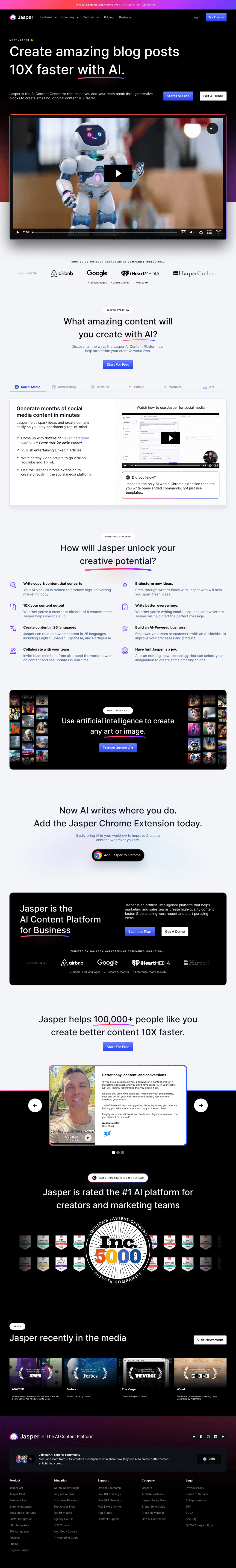 Jasper desktop landing page