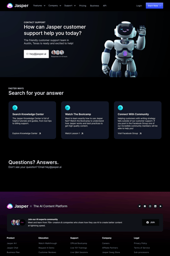 Jasper landing page