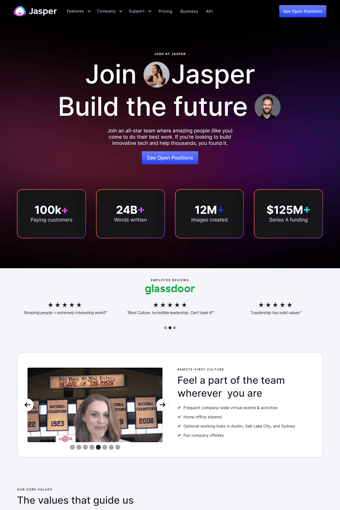 Jasper landing page