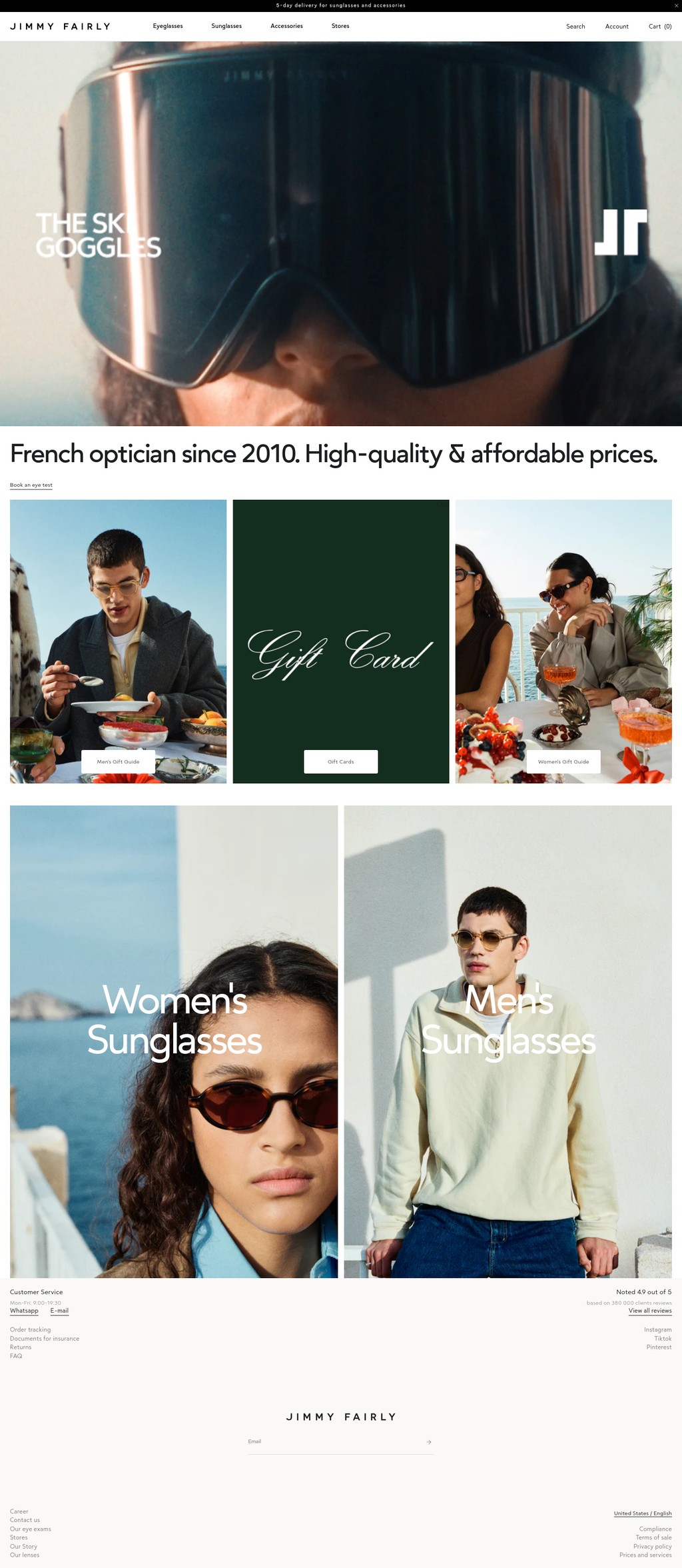Jimmy Fairly US I Sunglasses and eyeglasses desktop landing page