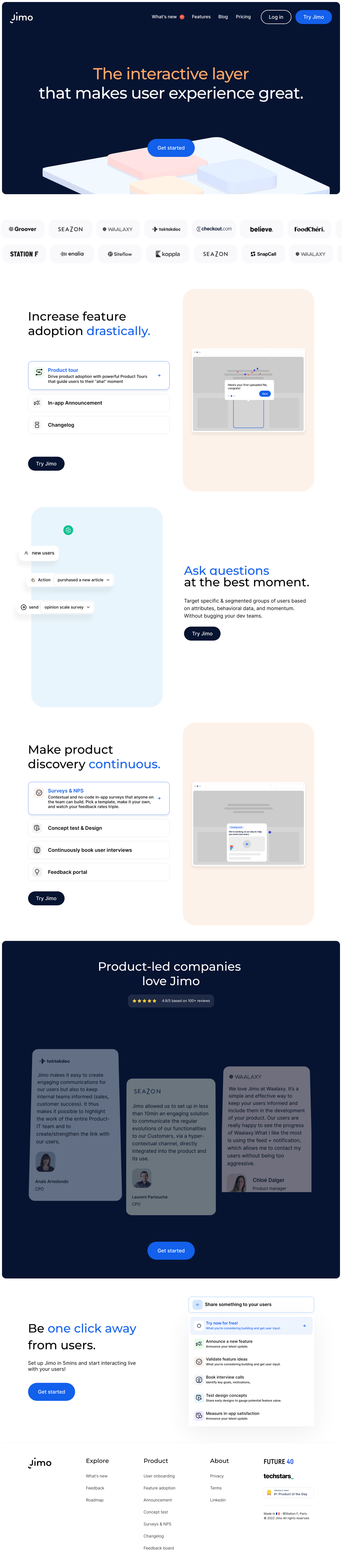 Jimo (Techstars NYC '22) desktop landing page