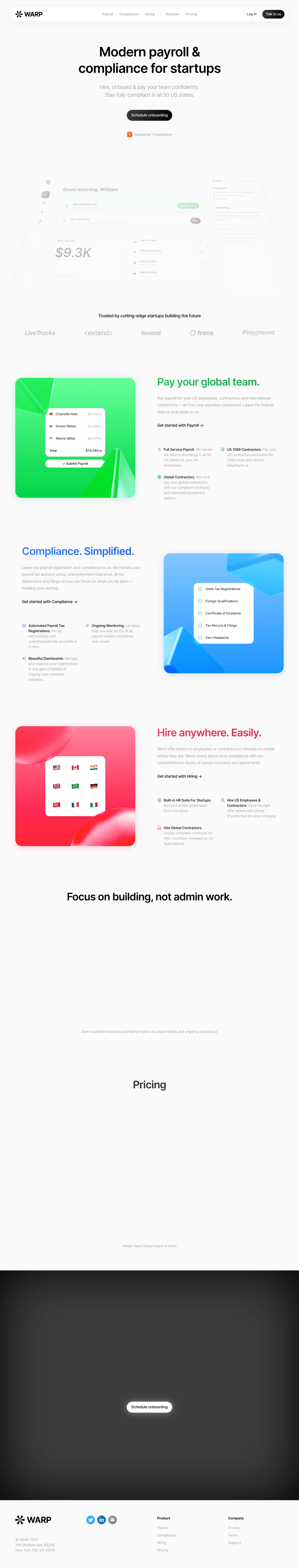 Warp desktop landing page