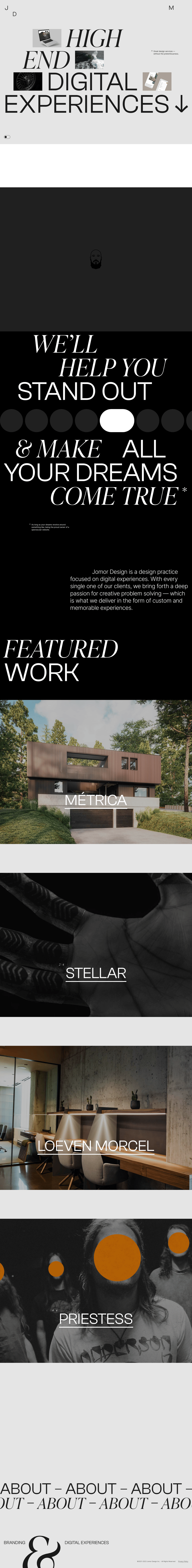 Jomor Design desktop landing page