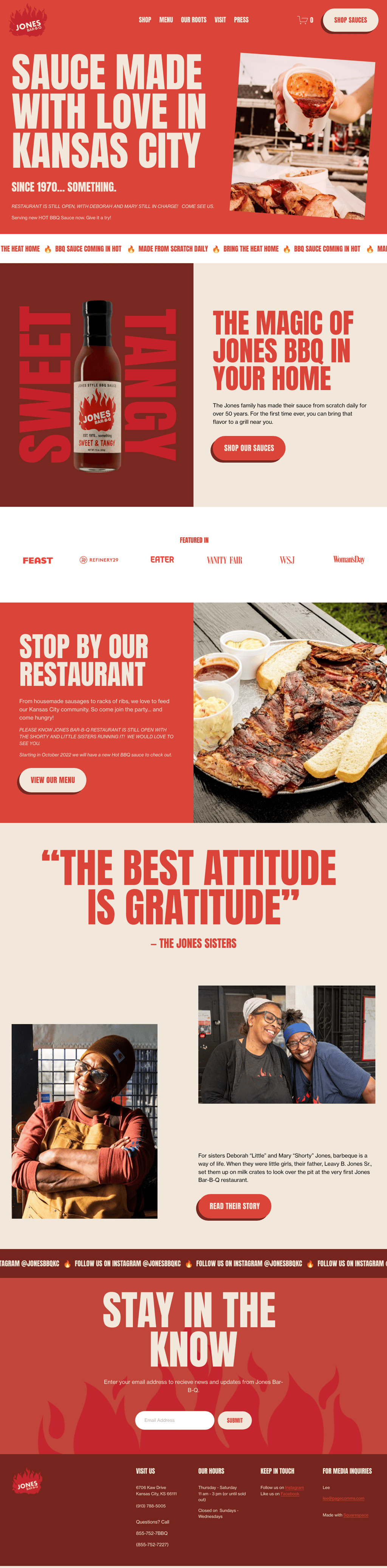 Jones Bar BQ desktop landing page