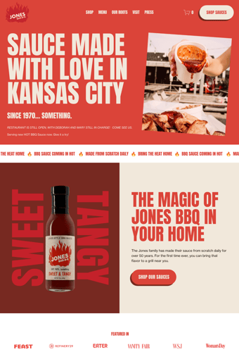 Jones Bar BQ landing page