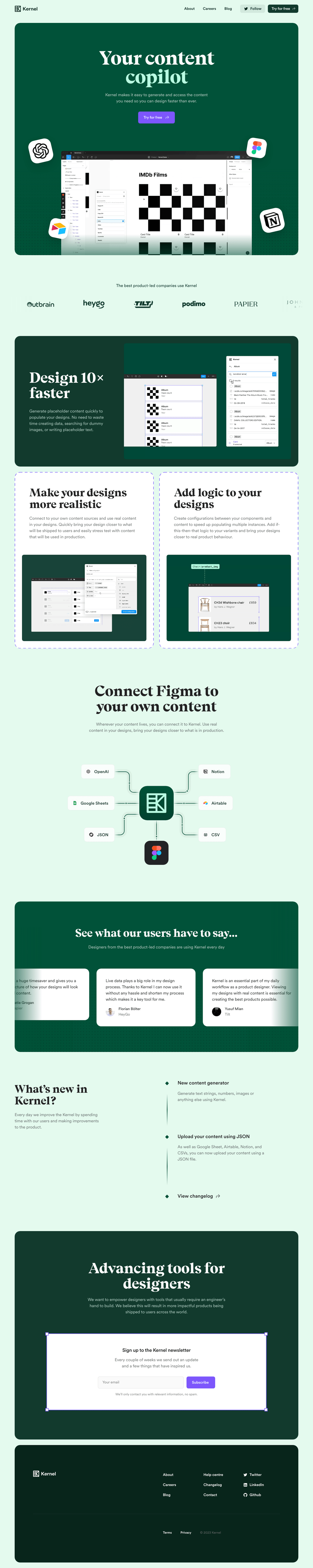 Kernel desktop landing page