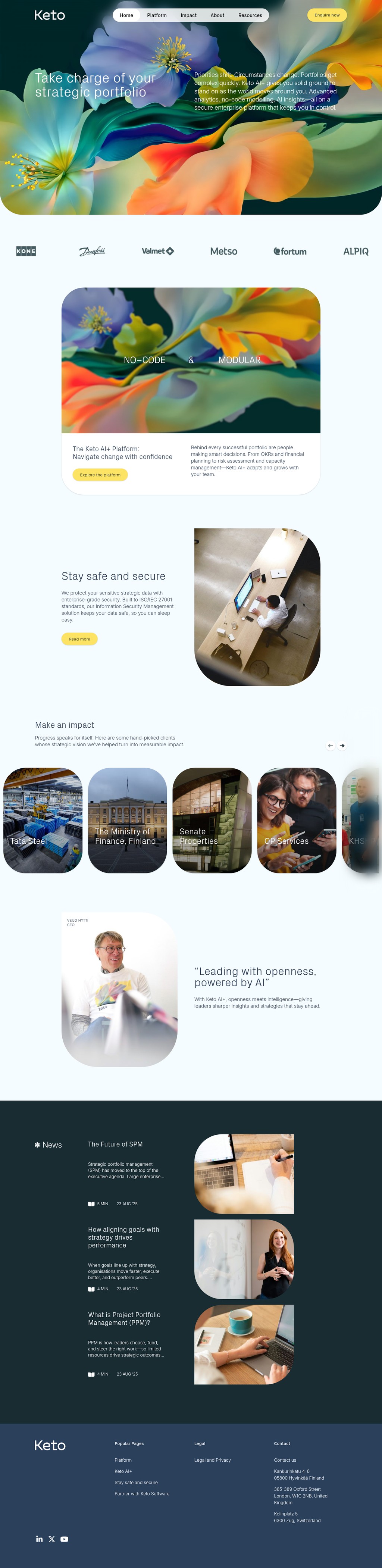 Keto Software desktop landing page