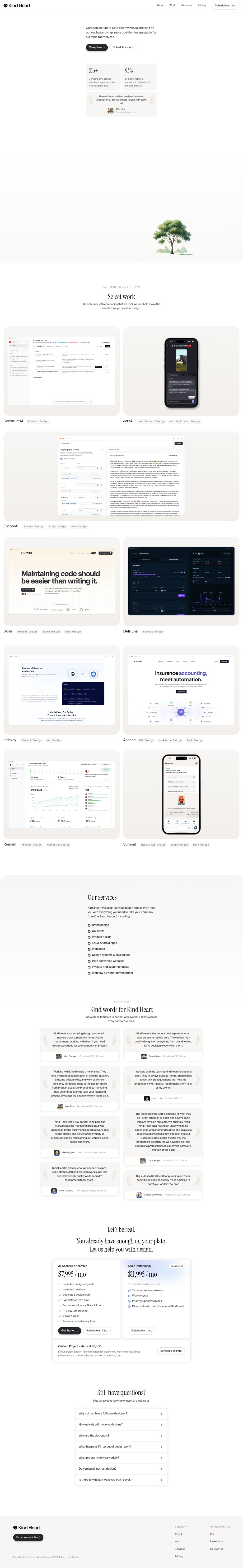 Kind Heart Design desktop landing page