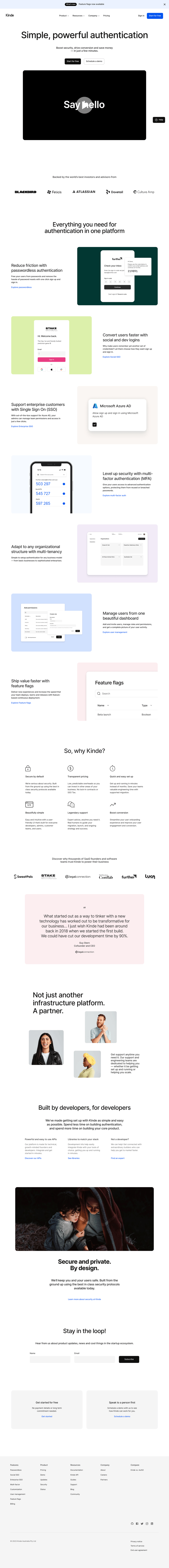 Kinde desktop landing page
