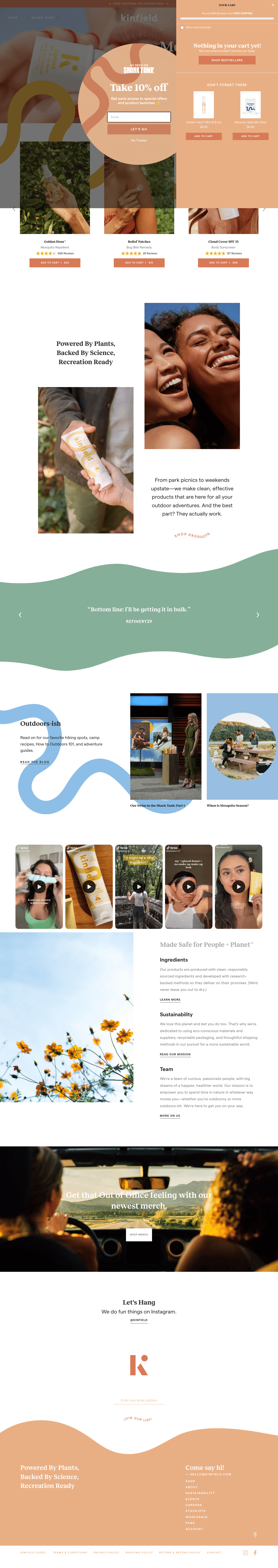 Kinfield desktop landing page