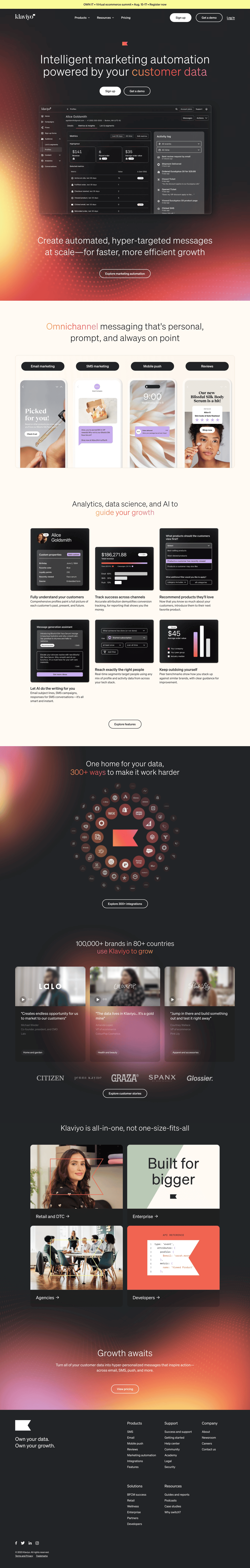 Klaviyo desktop landing page