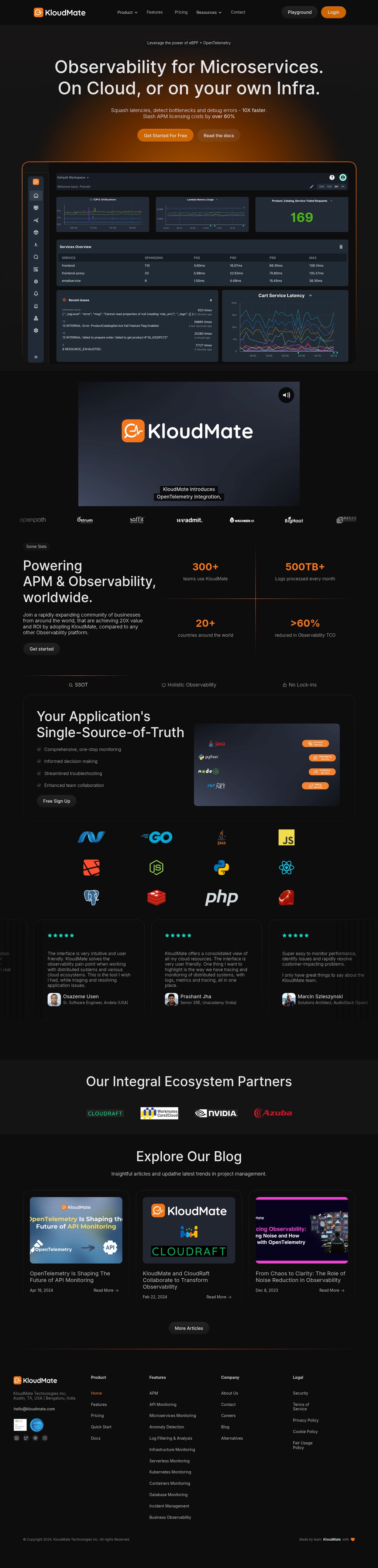 KloudMate desktop landing page
