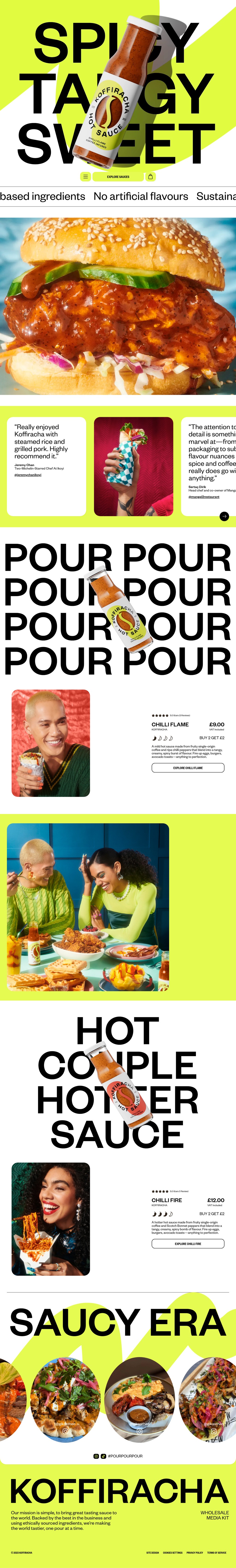 Koffiracha Hot Sauce desktop landing page