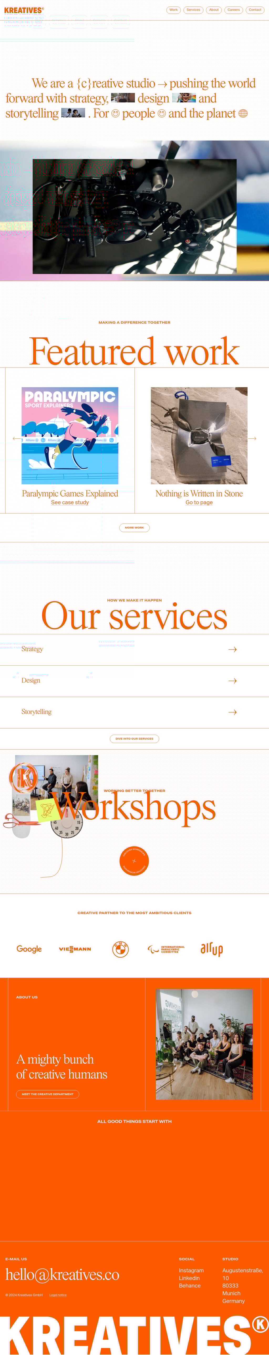 Kreatives desktop landing page