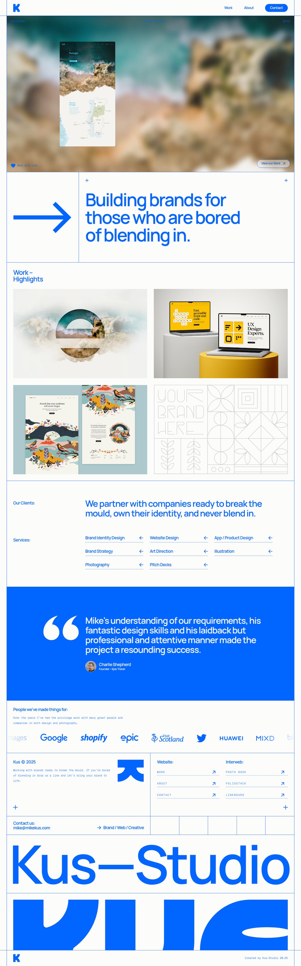 Kus desktop landing page