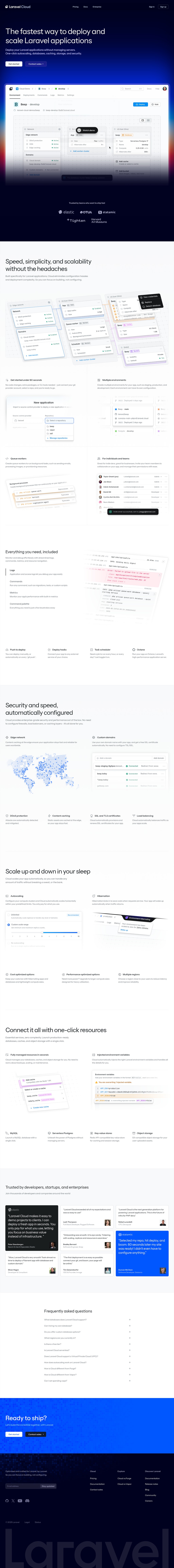 Laravel Cloud desktop landing page