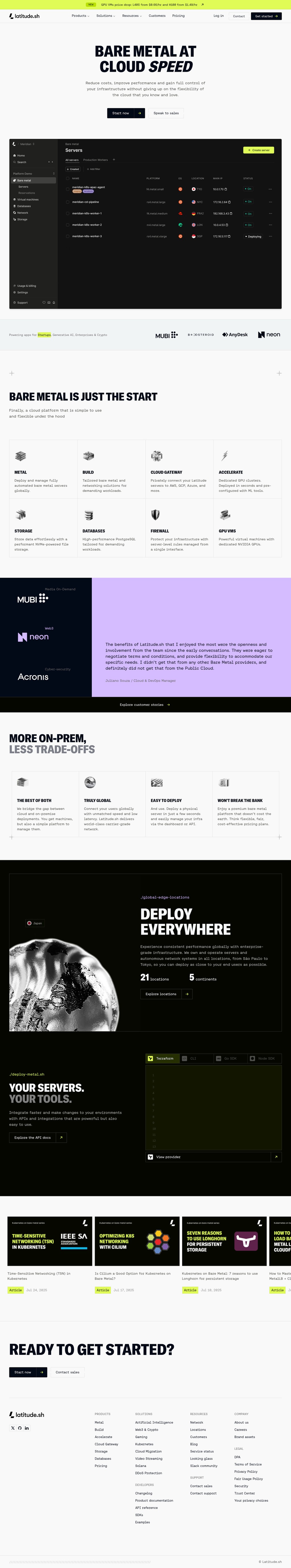 Latitude.sh desktop landing page