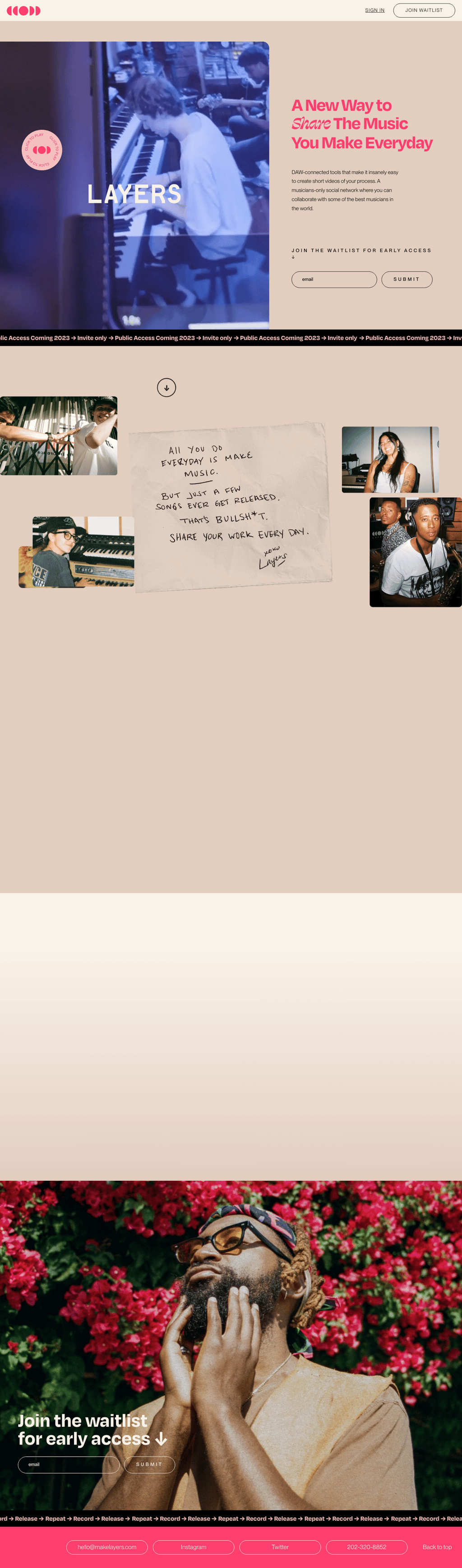 Layers desktop landing page