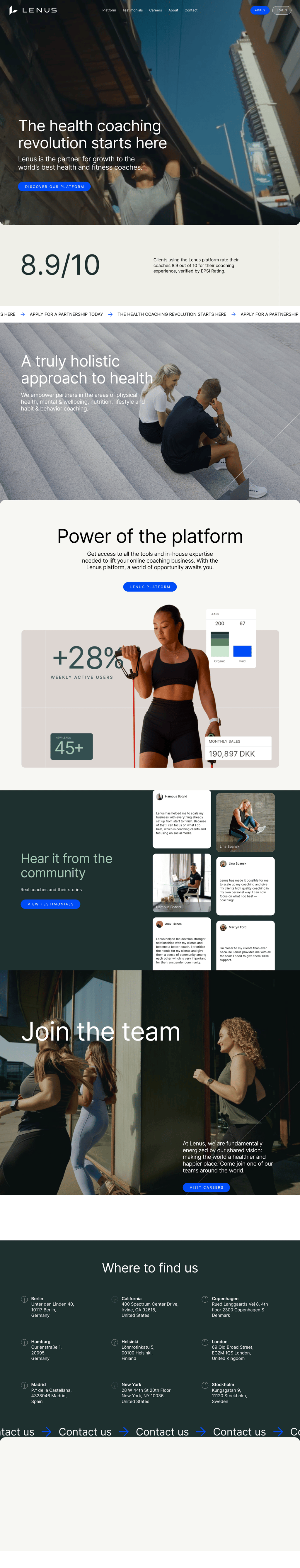 LENUS desktop landing page