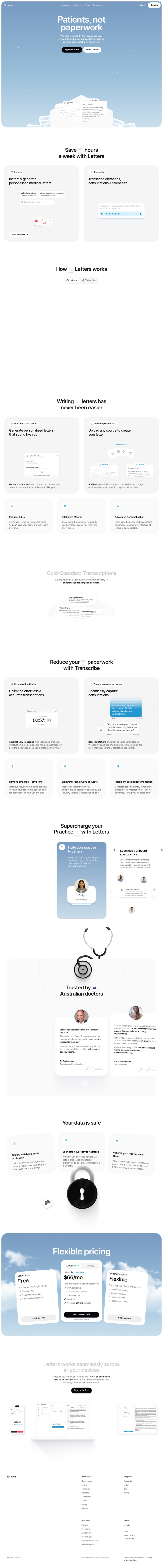 Letters desktop landing page