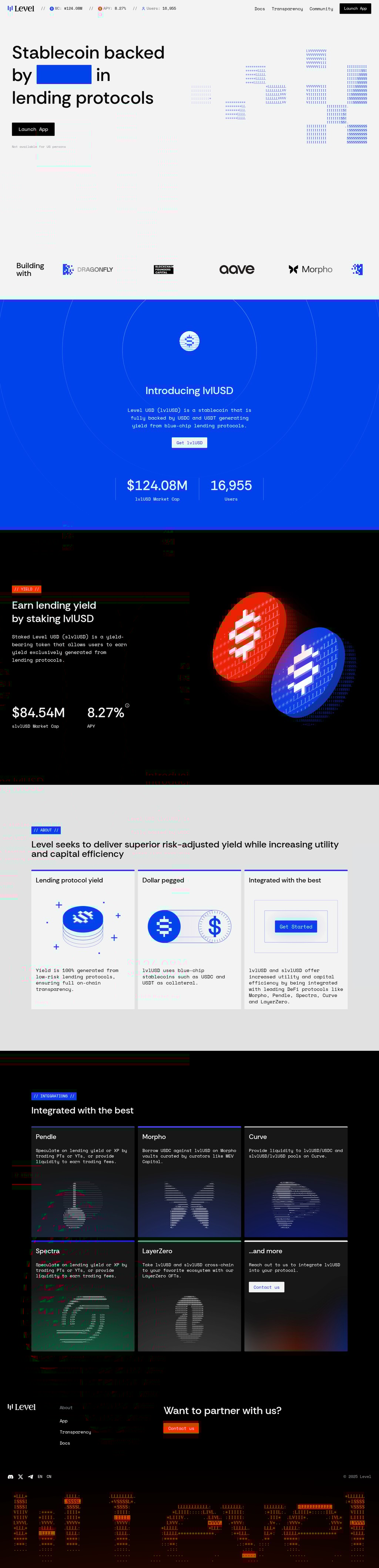 Level desktop landing page