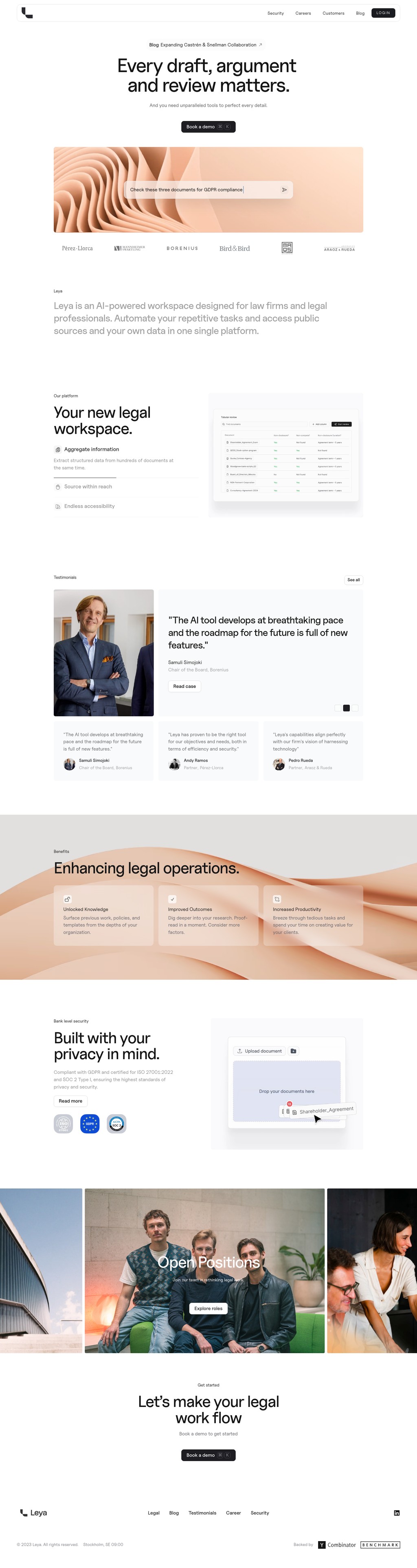 Leya desktop landing page