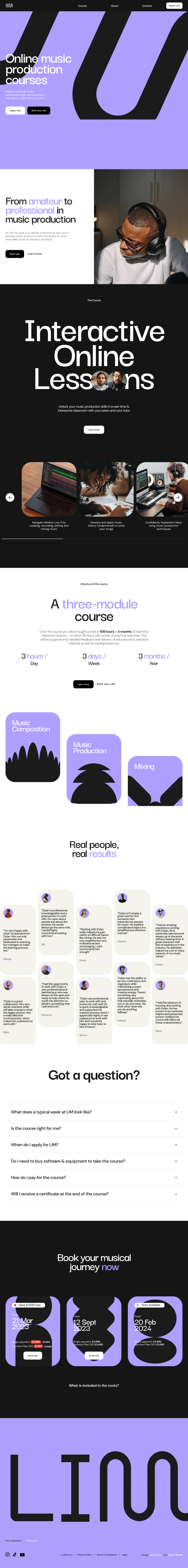 Lim London desktop landing page