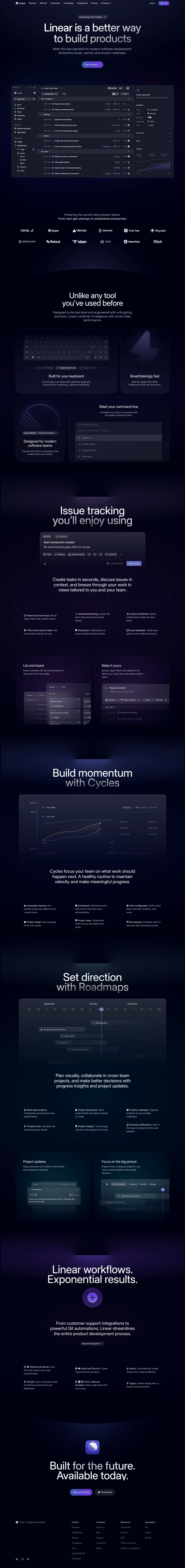 Linear desktop landing page