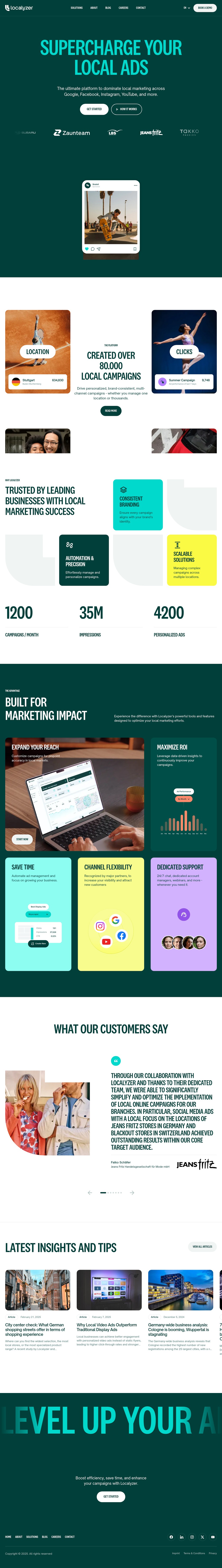 Localyzer: Streamline Your Local Online Marketing Across Multiple Channels desktop landing page