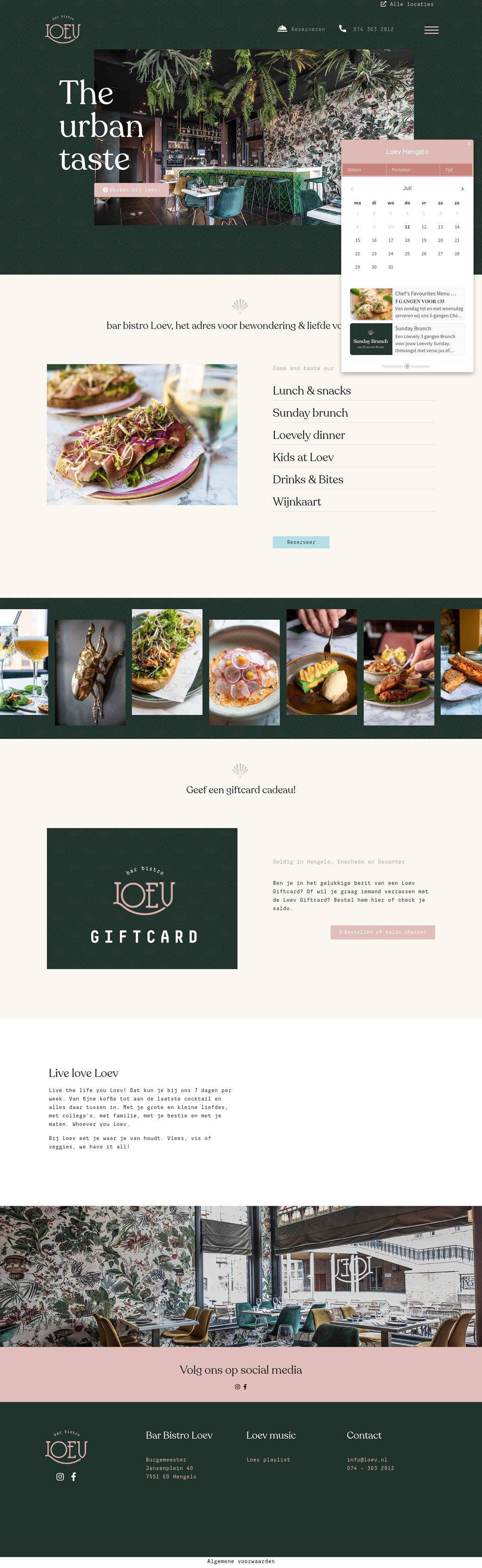 Loev: Hengelo desktop landing page