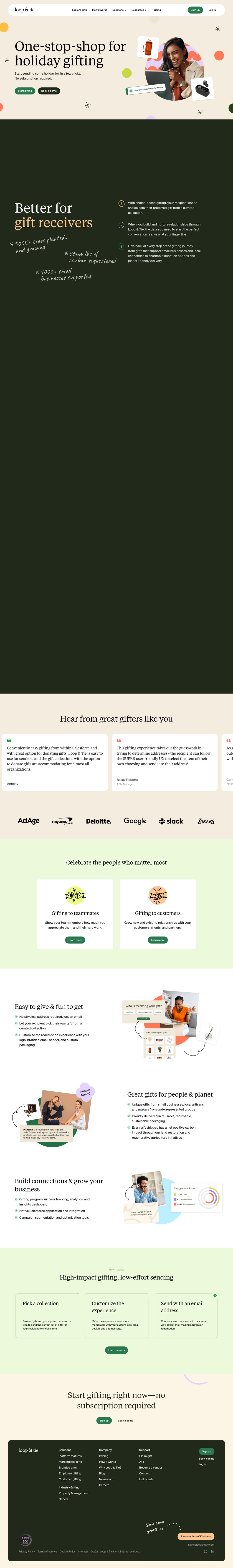 Loop & Tie Lets You Pick Your Own Gift desktop landing page