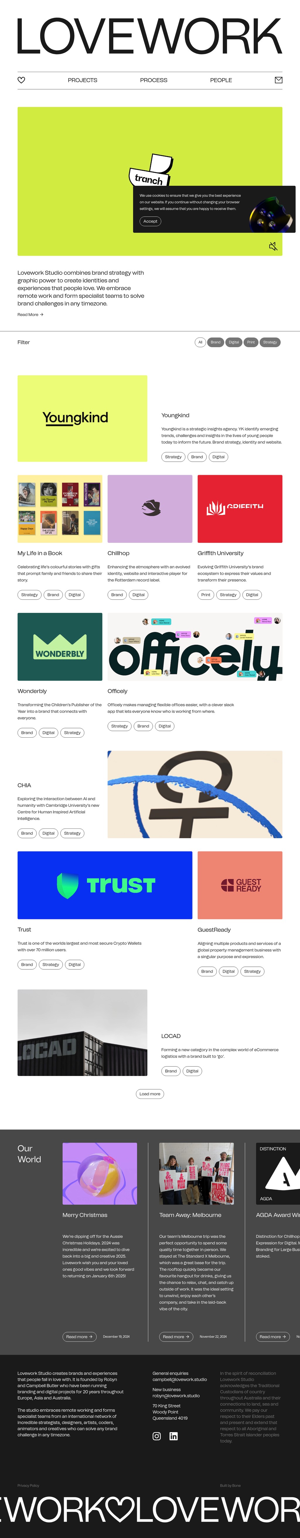 Lovework Studio desktop landing page