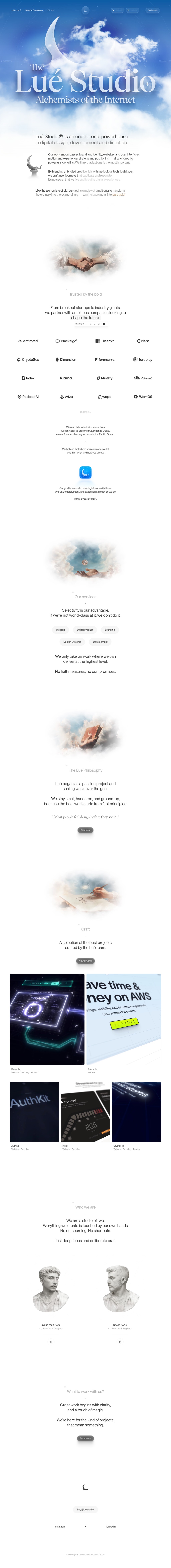 Lué Studio® · Design & Development desktop landing page