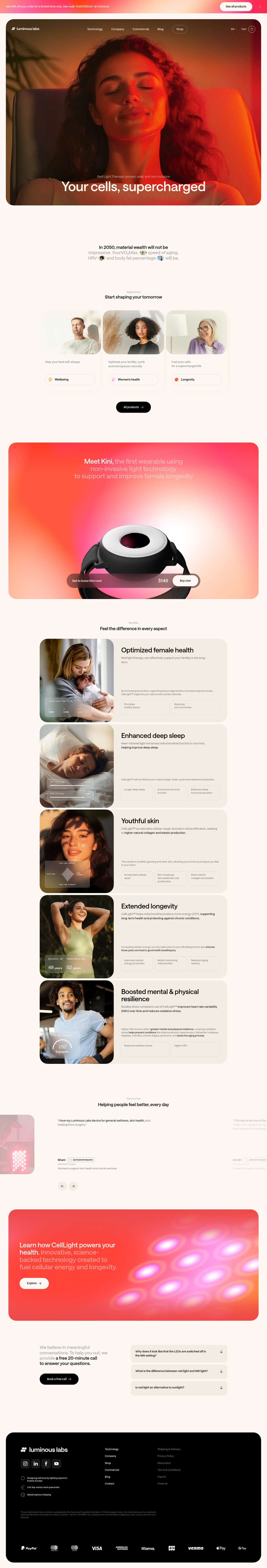 Luminous Labs desktop landing page