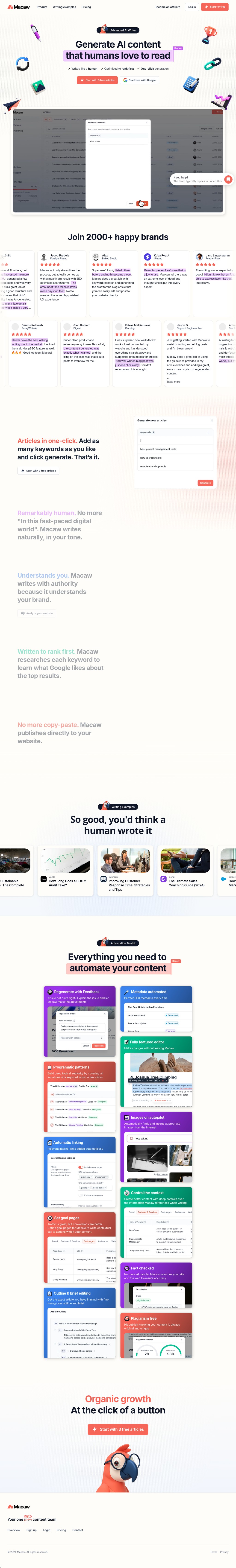 Macaw desktop landing page