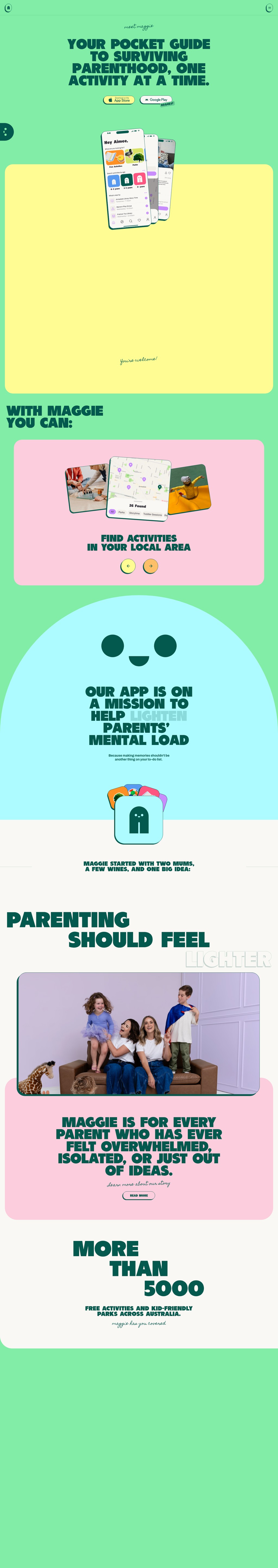 Maggie App desktop landing page