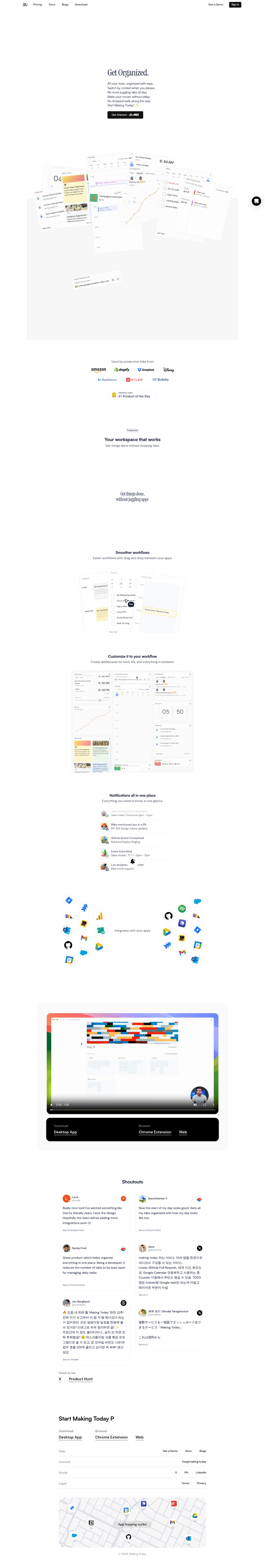 Making Today desktop landing page