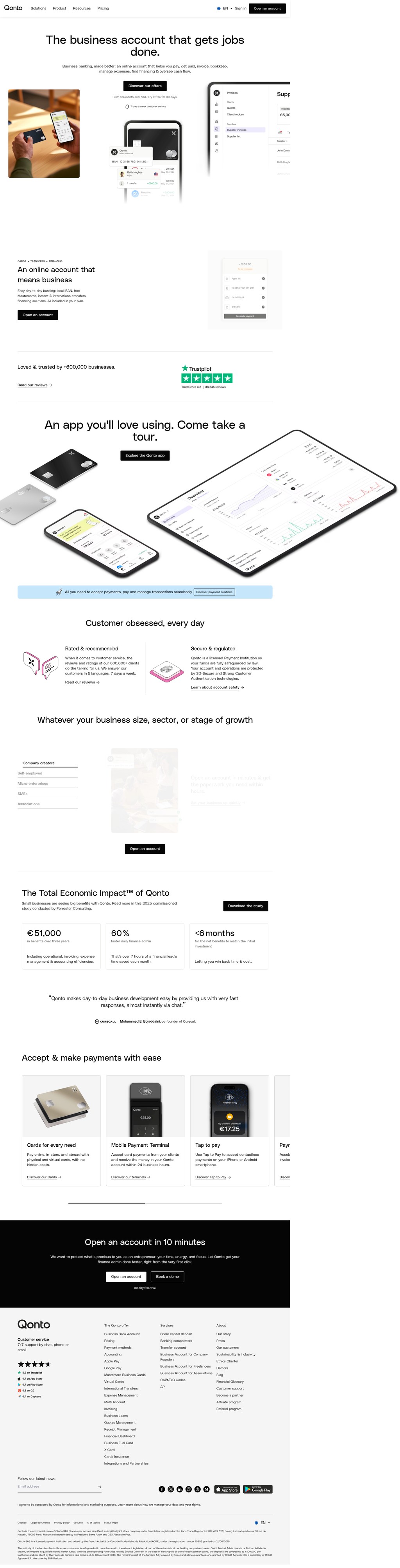 Manage all your finances from your Qonto business account desktop landing page