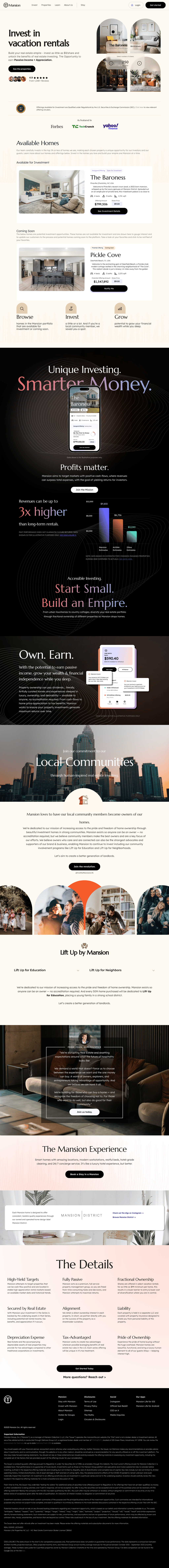 Mansion Life desktop landing page