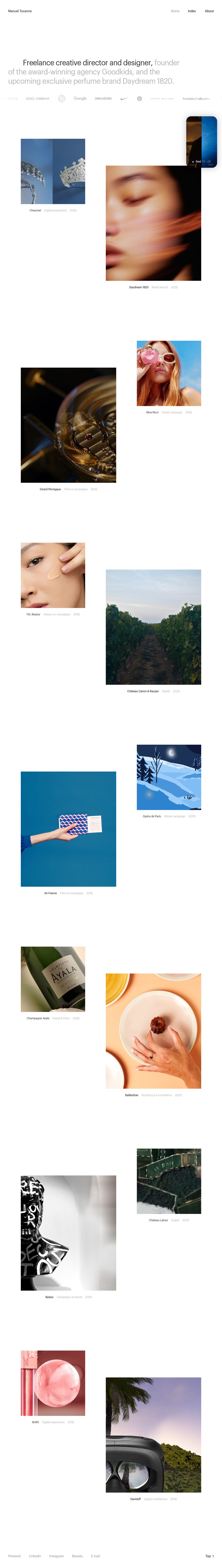 Manuel Tocanne desktop landing page