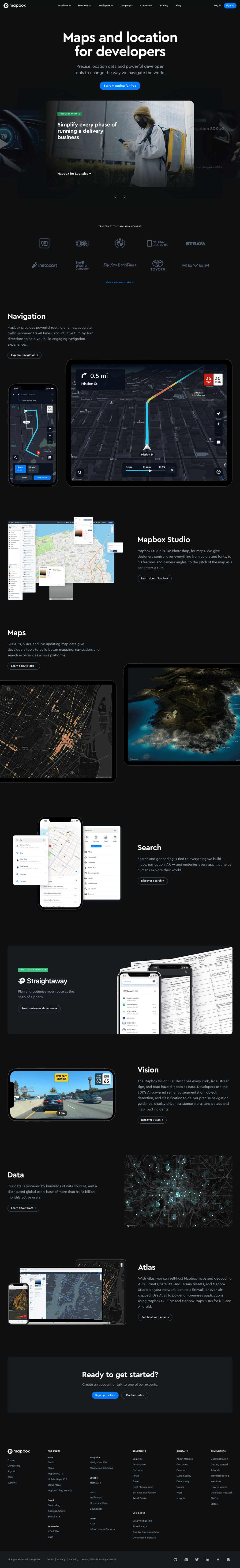 Mapbox desktop landing page