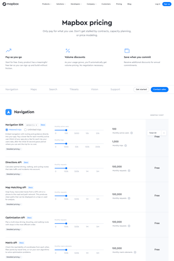 Mapbox landing page