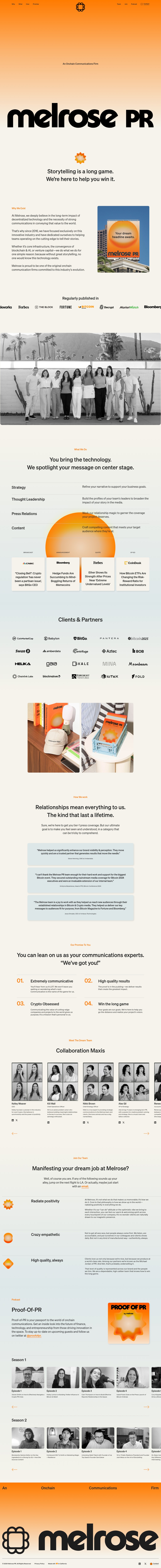 Melrose desktop landing page