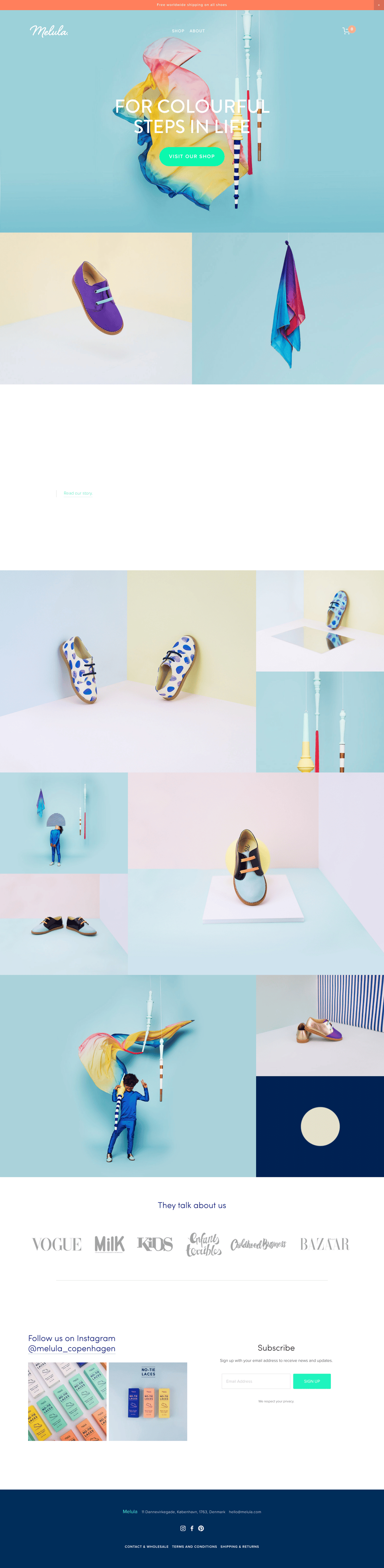 Melula desktop landing page