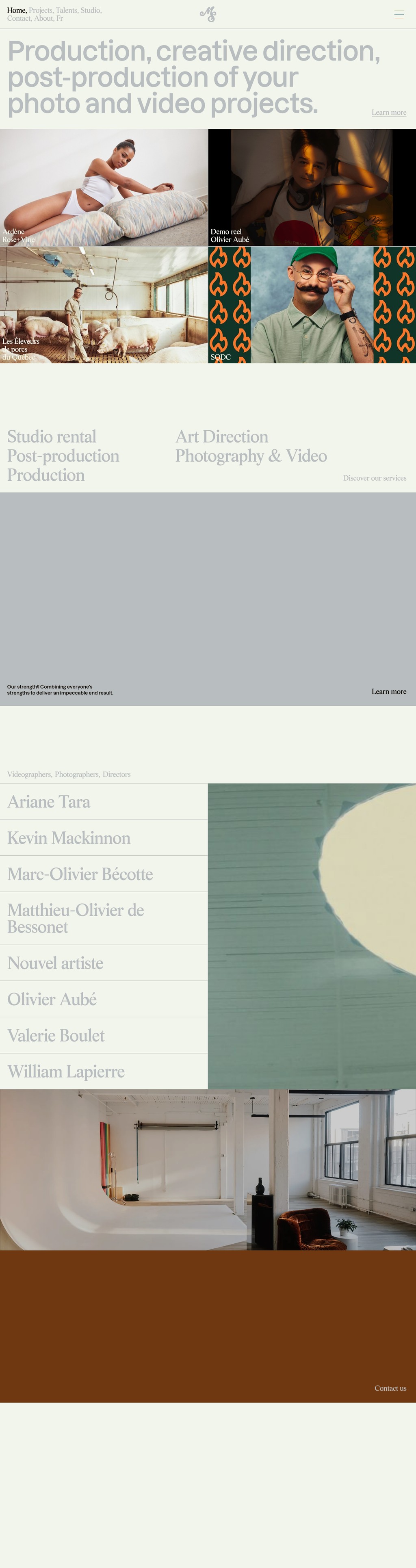 Mercredi Studio desktop landing page