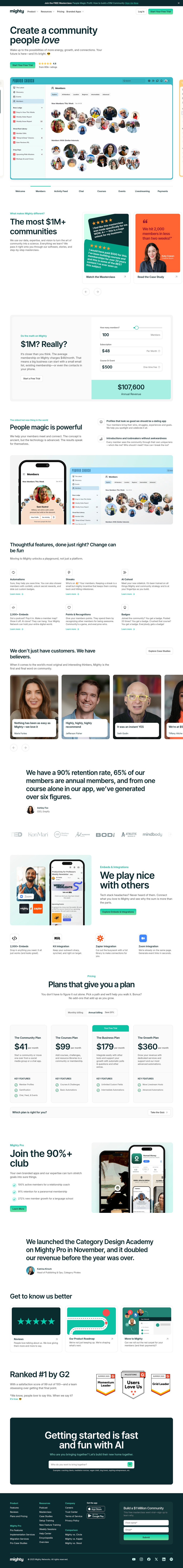 Mighty Networks desktop landing page