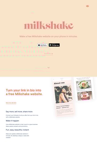 Milkshake  landing page